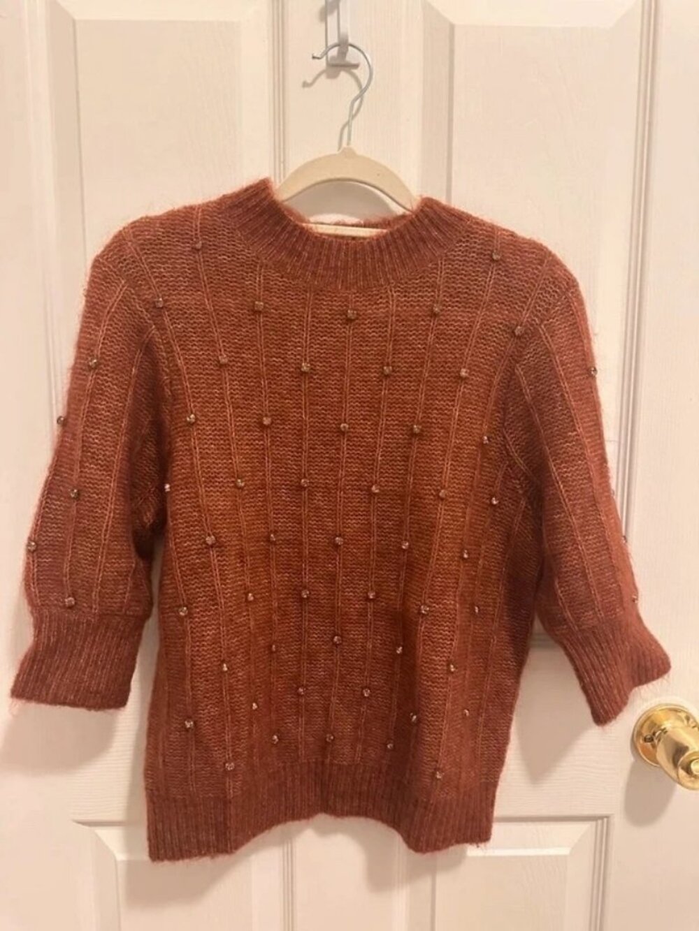 Sézane Rust Sequin Embellished Knit Sweater – XS